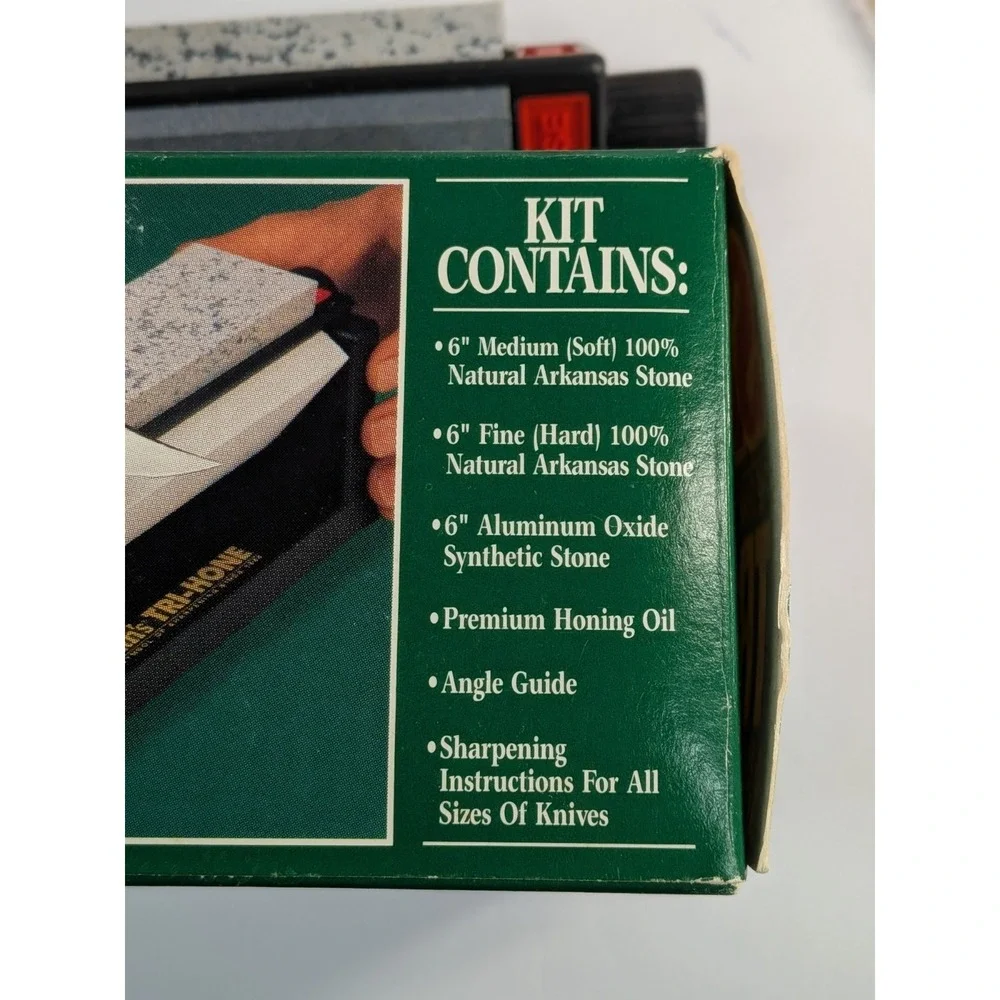 NIB🚨Smith's Tri-Hone Vintage 3-Stone Sharpening System w/ Honing Oil 6